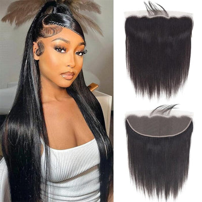 QT Straight Hair 13x4 HD Transparent Lace Frontal Pre Plucked Body Wave Human Hair