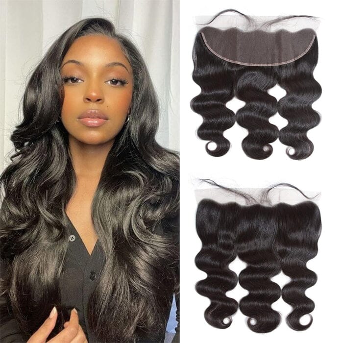 QT Straight Hair 13x4 HD Transparent Lace Frontal Pre Plucked Body Wave Human Hair