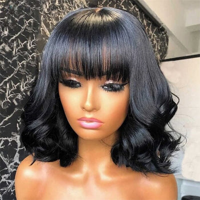 Wear and Go Glueless Lace Part Wig with Bangs Body Wave QT Virgin Human Hair ｜QT Hair