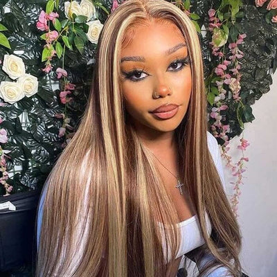 $99 OFF | Code: S99 QT Highlight 13x4 Lace Frontal Wig Silky Straight Human Hair ｜QT Hair