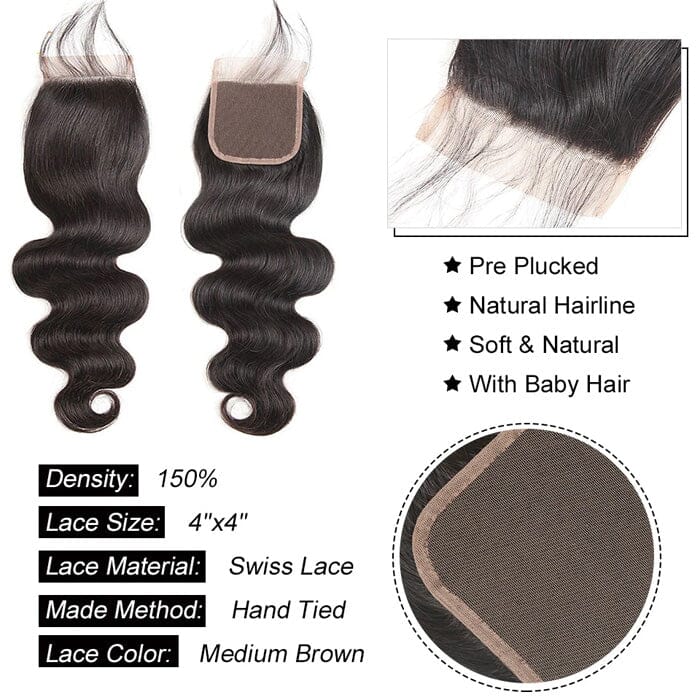 QT Hair Buy 3 Bundles Virgin Human Hair Weave Get 1 Pc Lace Closure Free ｜QT Hair