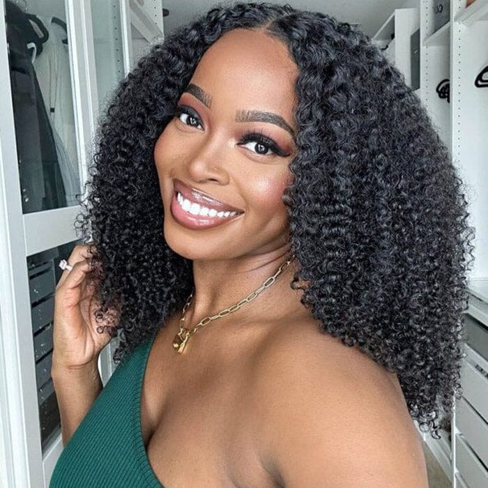 Buy Kinky Curly 5x5 Lace Closure Wig Get Glueless Lace Part Wig with Bangs Human Hair Free