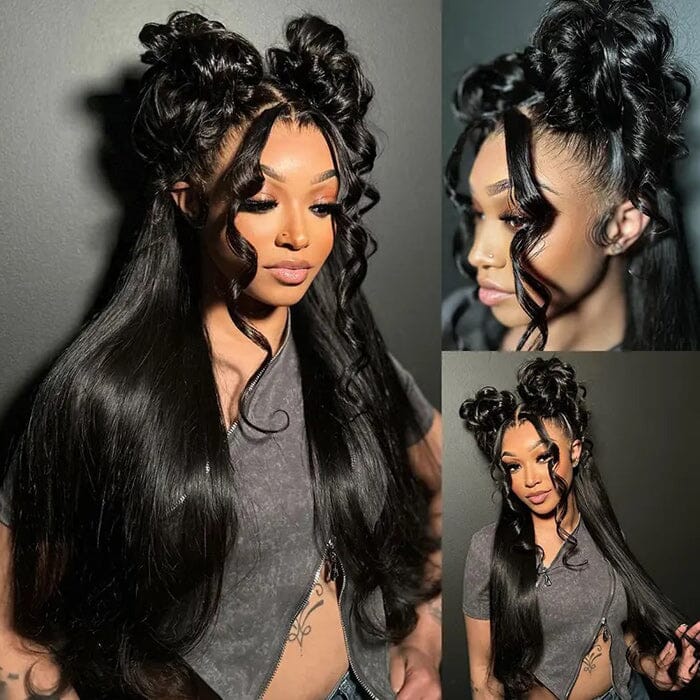 QT Silky Straight Invisi Strap 360 Lace Frontal Wig Pre Plucked Snug Fit Virgin Human Hair