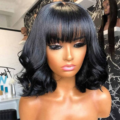 Wear and Go Glueless Lace Part Wig with Bangs Body Wave QT Virgin Human Hair ｜QT Hair