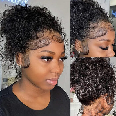 360 Lace Frontal Wigs Glueless Invisi-Drawstring Flexible Fit Jerry Curly Wigs With Bleached Knots