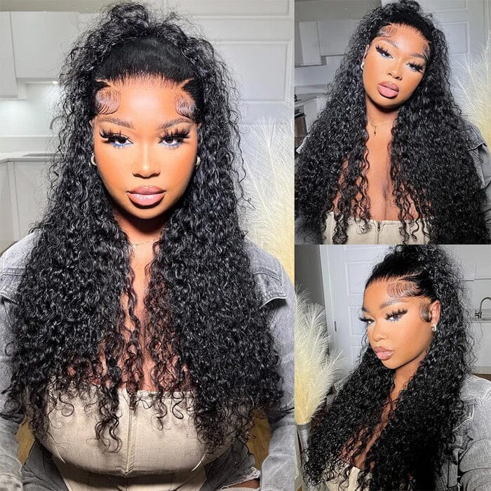 360 Lace Frontal Wigs Glueless Invisi-Drawstring Flexible Fit Jerry Curly Wigs With Bleached Knots