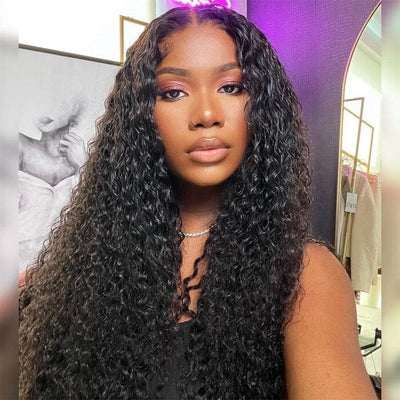 4x4 Water Wave Transparent Lace Closure Wigs Virgin Human Hair Natural Black ｜QT Hair