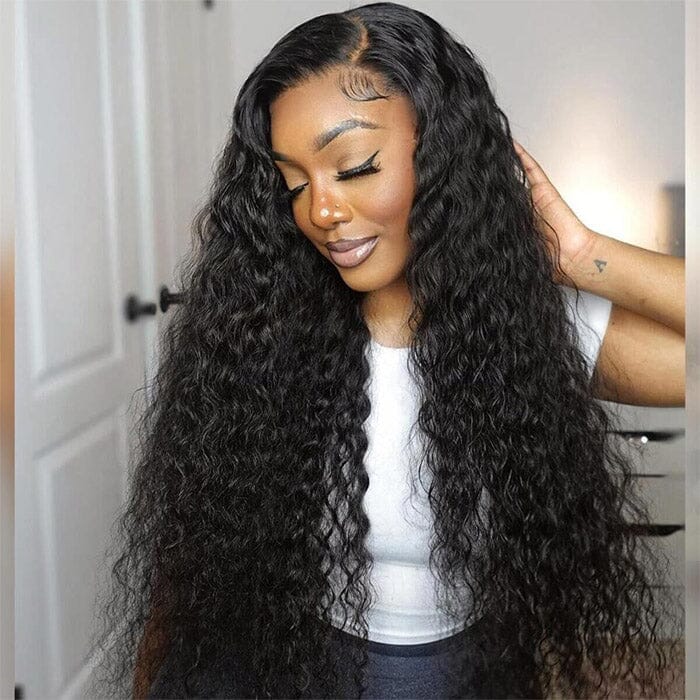 4x4 Water Wave Transparent Lace Closure Wigs Virgin Human Hair Natural Black ｜QT Hair