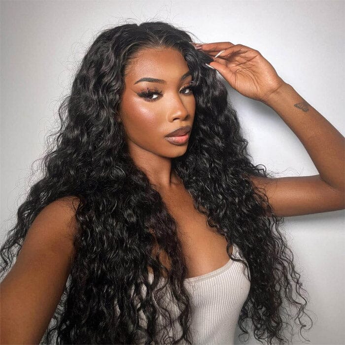 4x4 Water Wave Transparent Lace Closure Wigs Virgin Human Hair Natural Black ｜QT Hair