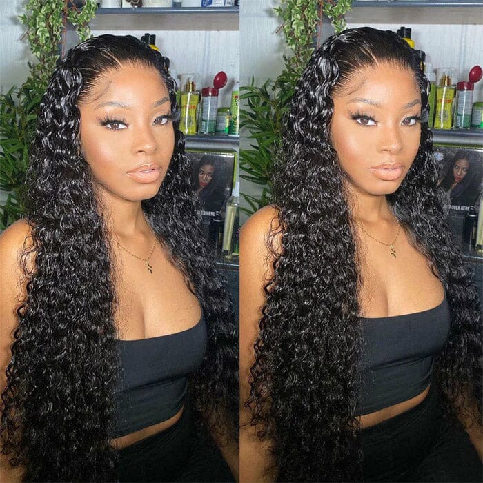 4x4 Water Wave Transparent Lace Closure Wigs Virgin Human Hair Natural Black ｜QT Hair