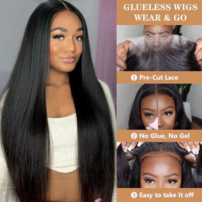 7x4.5 Put on and Go Lace Wig Pre Cut Silky Bone Straight QT Virgin Human Hair ｜QT Hair