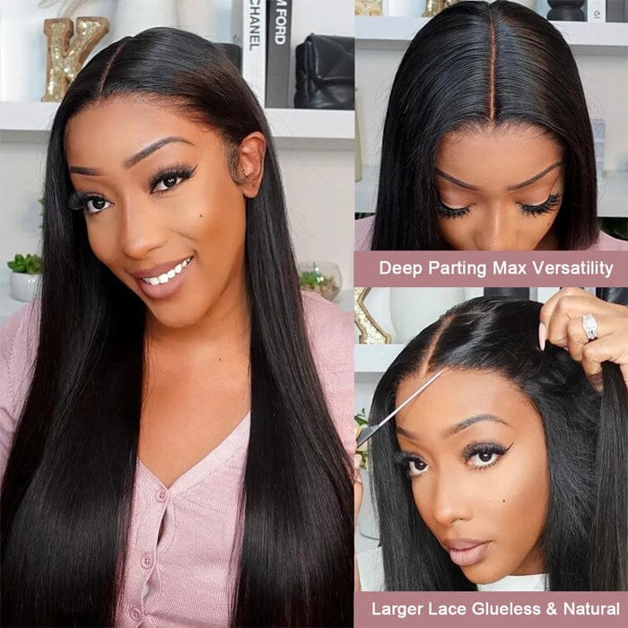 7x4.5 Put on and Go Lace Wig Pre Cut Silky Bone Straight QT Virgin Human Hair ｜QT Hair