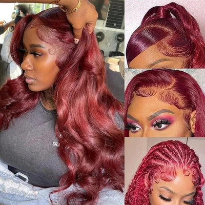 $99 OFF | Code: S99 Body Wave 99J 13x4 Lace Frontal Wig QT Human Hair ｜QT Hair