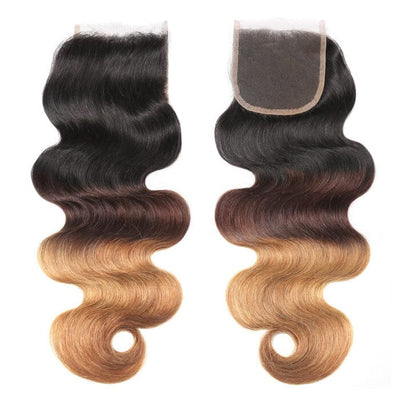 Buy 3 Bundles Ombre Color T1B/4/27 Hair Weave Get 1 Pc 4*4 Lace Closure Free