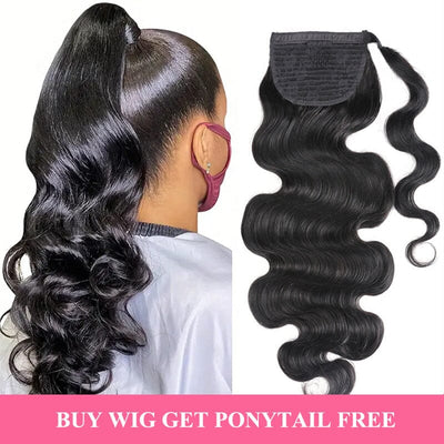 Buy Body Wave Lace Frontal Wig Virgin Human Hair Get Weave Ponytail Free ｜QT Hair