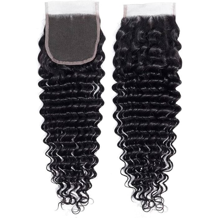 QT 14A Malaysian Virgin Human Hair Deep Wave Hair 3 Bundles with 4*4 Lace Closure ｜QT Hair