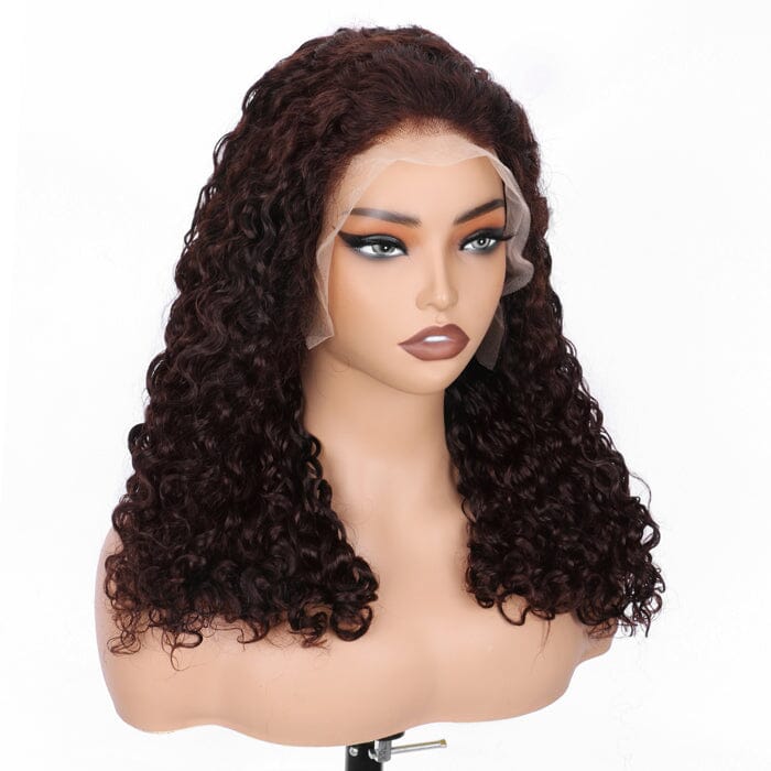 QT SDD Honey Brown Pixie Curly Lace Frontal Wig Pre Plucked Virgin Raw Human Hair