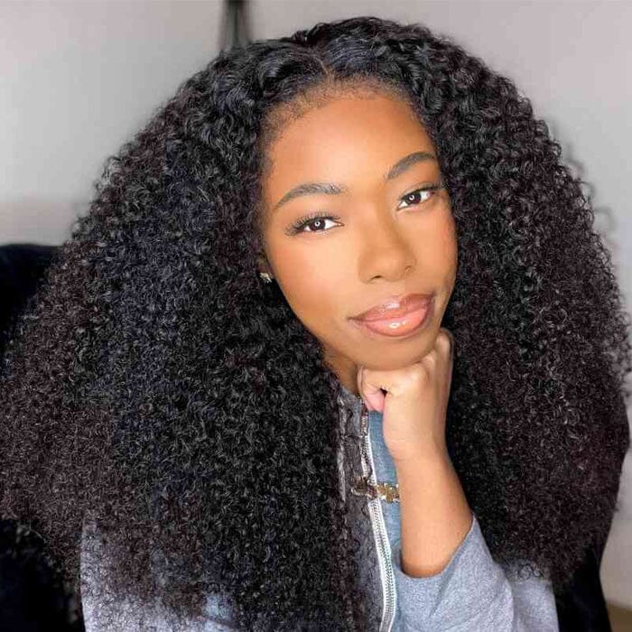 Kinky Curly 13x4 HD Lace Frontal Wigs Virgin Human Hair Pre Plucked for Women ｜QT Hair