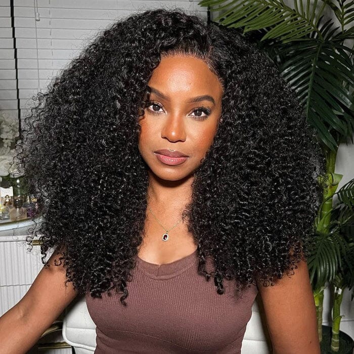 Kinky Curly 13x4 HD Lace Frontal Wigs Virgin Human Hair Pre Plucked for Women ｜QT Hair