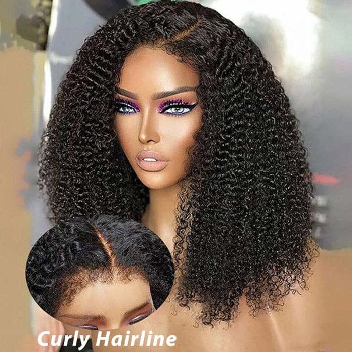 Kinky Curly 13x4 Lace Front Wigs with Curly Edge Human Hair 180% Density ｜QT Hair