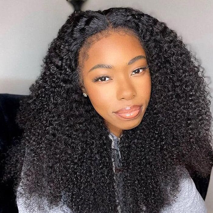 Kinky Curly 13x4 Lace Front Wigs with Curly Edge Human Hair 180% Density ｜QT Hair