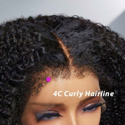 Kinky Curly 13x4 Lace Front Wigs with Curly Edge Human Hair 180% Density ｜QT Hair