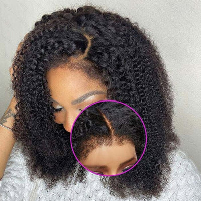 Kinky Curly 13x4 Lace Front Wigs with Curly Edge Human Hair 180% Density ｜QT Hair