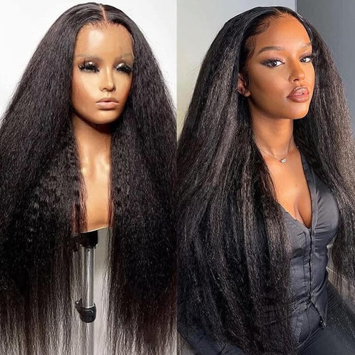 Kinky Straight HD Transparent Lace Closure Wigs Yaki Straight Virgin Human Hair ｜QT Hair