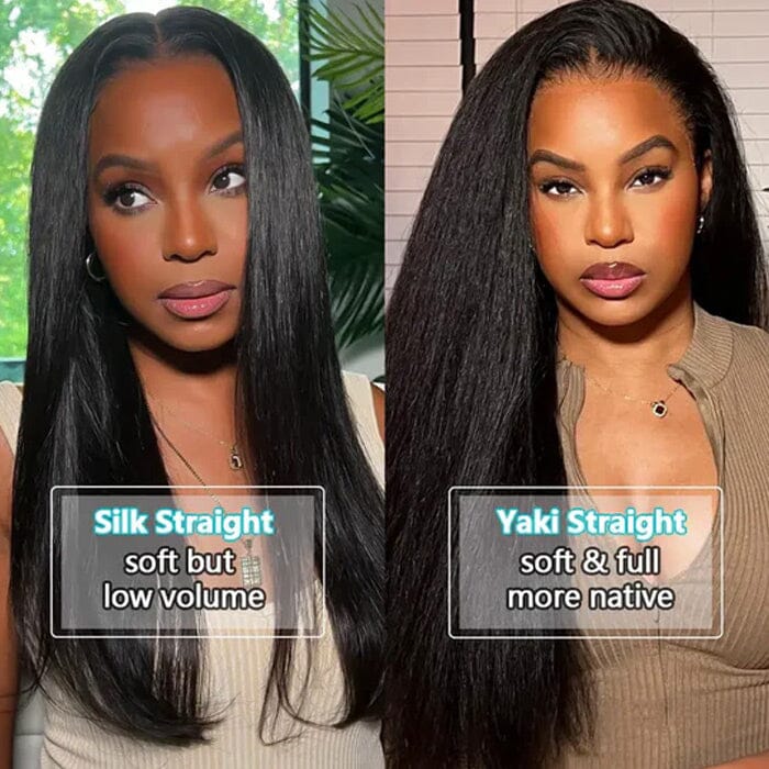 Light Yaki Straight Invisi Strap Snug Fit 360 Transparent Lace Frontal Wig Bleached Knots Human Hair