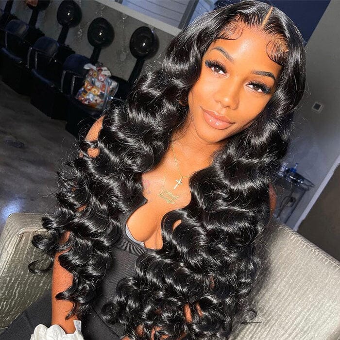 Loose Deep Wave 360 Lace Frontal Wigs Pre Plucked Invisi Strap Snug Fit Virgin Human Hair