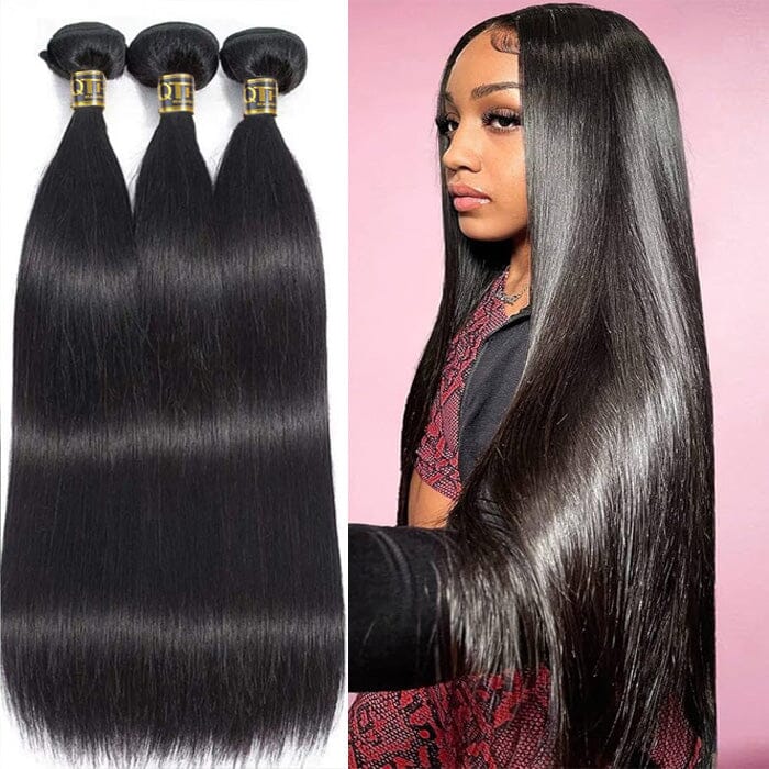 Peruvian Straight Hair 3 Bundles Deals Unprocessed Virgin Human Hair Weave ｜QT Hair