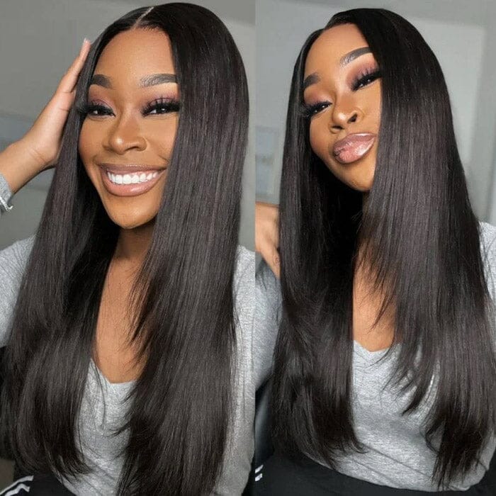 Medium Length Straight Face Framing Lace Front Wigs Layered Haircut for Women ｜QT Hair