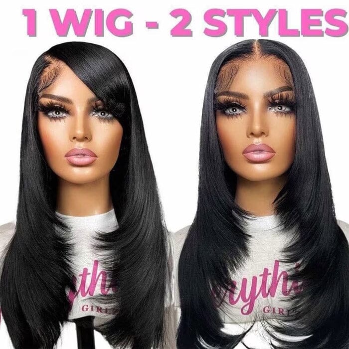 Medium Length Straight Face Framing Lace Front Wigs Layered Haircut for Women ｜QT Hair