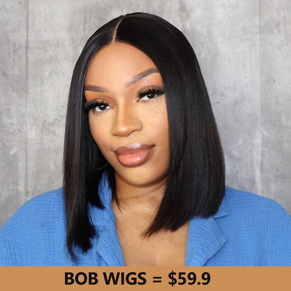 Pre Cut Glueless 5x5 Lace Closure Short Bob Wigs Pre Plucked Human Hair Flash Sale