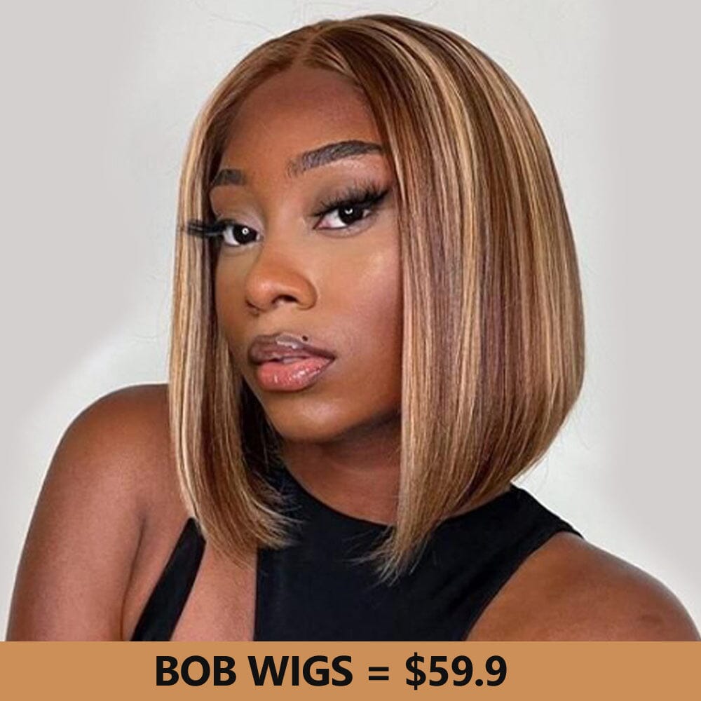 Pre Cut Glueless 5x5 Lace Closure Short Bob Wigs Pre Plucked Human Hair Flash Sale