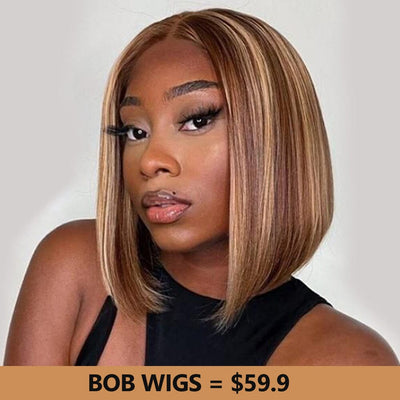 Pre Cut Glueless 5x5 Lace Closure Short Bob Wigs Pre Plucked Human Hair Flash Sale