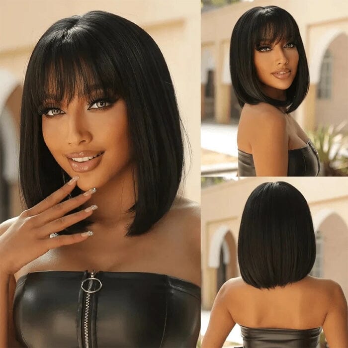 Wear and Go Glueless Lace Part Wig with Bangs Body Wave QT Virgin Human Hair ｜QT Hair