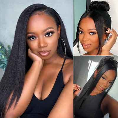 QT 13x6 Lace Frontal Wig Pre Plucked Deep Part Kinky Straight Human Hair ｜QT Hair