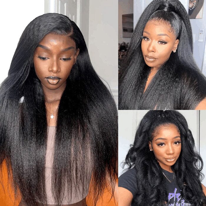 QT 13x6 Lace Frontal Wig Pre Plucked Deep Part Kinky Straight Human Hair ｜QT Hair