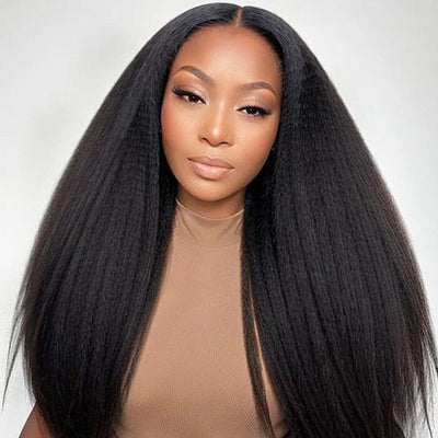 QT 360 Transparent Lace Frontal Wigs Invisi Strap Snug Fit Kinky Straight Human Hair