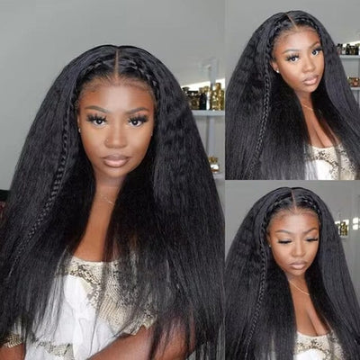 QT 360 Transparent Lace Frontal Wigs Invisi Strap Snug Fit Kinky Straight Human Hair