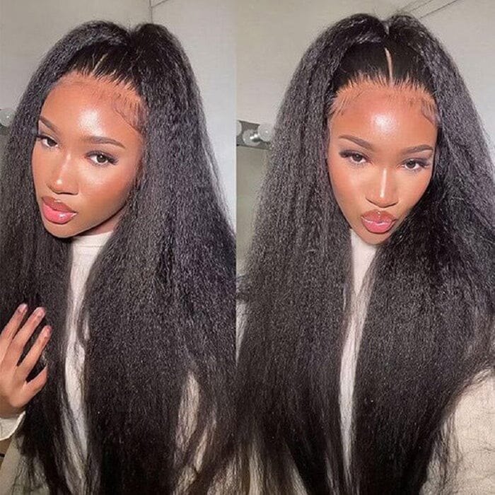 QT 360 Transparent Lace Frontal Wigs Invisi Strap Snug Fit Kinky Straight Human Hair