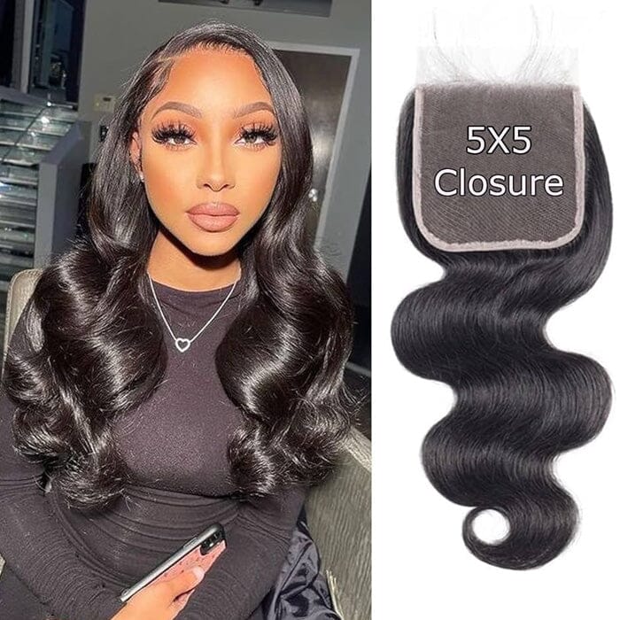 QT 5x5 Transparent Lace Closure Pre Plucked Virgin Human Hair ｜QT Hair