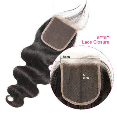 QT 5x5 Transparent Lace Closure Pre Plucked Virgin Human Hair ｜QT Hair