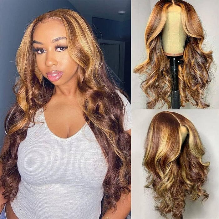 QT 70% Off Ombre Highlight Lace Frontal Wig Body Wave Human Hair Flash Sale ｜QT Hair