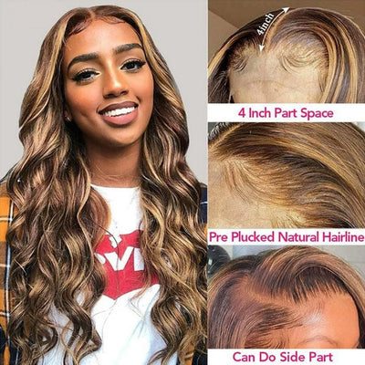 QT 70% Off Ombre Highlight Lace Frontal Wig Body Wave Human Hair Flash Sale ｜QT Hair
