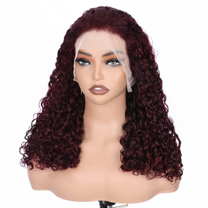 QT SDD 99J Color Pixie Curly Lace Frontal Wig Pre Plucked Raw Human Hair