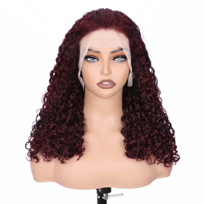 QT SDD 99J Color Pixie Curly Lace Frontal Wig Pre Plucked Raw Human Hair