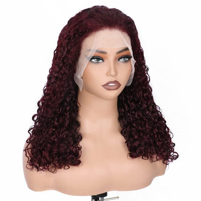 QT SDD 99J Color Pixie Curly Lace Frontal Wig Pre Plucked Raw Human Hair