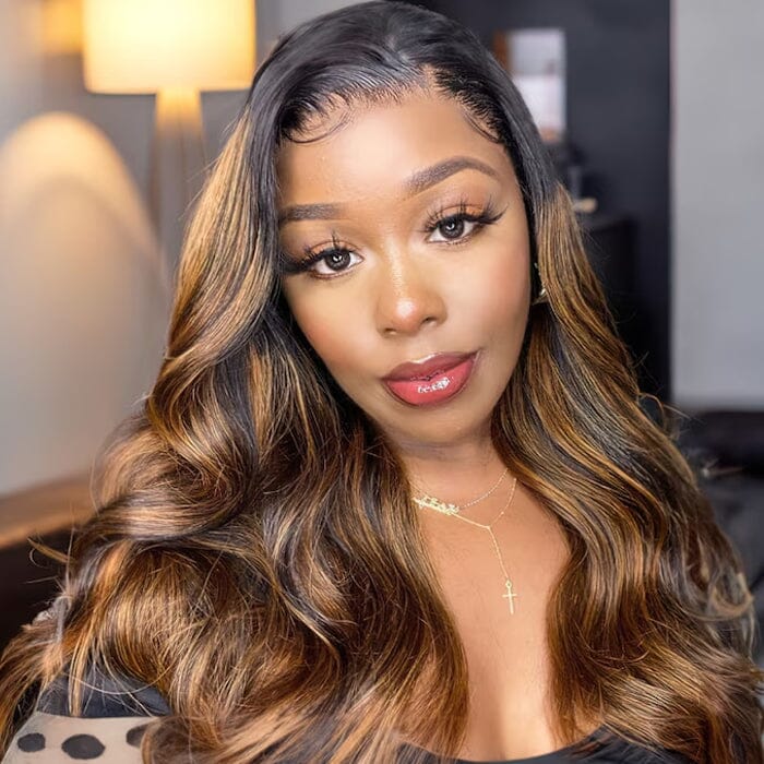 Dark Roots Balayage Color 13x4 13x6 Lace Frontal Wigs Pre Plucked Body Wave Human Hair